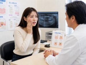 歯の痛みを訴える女性