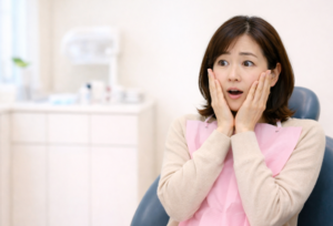 虫歯に驚く女性